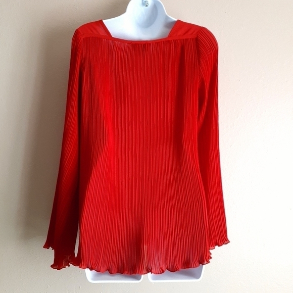 Nanette Lepore Long Sleeves Square Neckline Micropleat Blouse Sz/4 - Picture 6 of 13